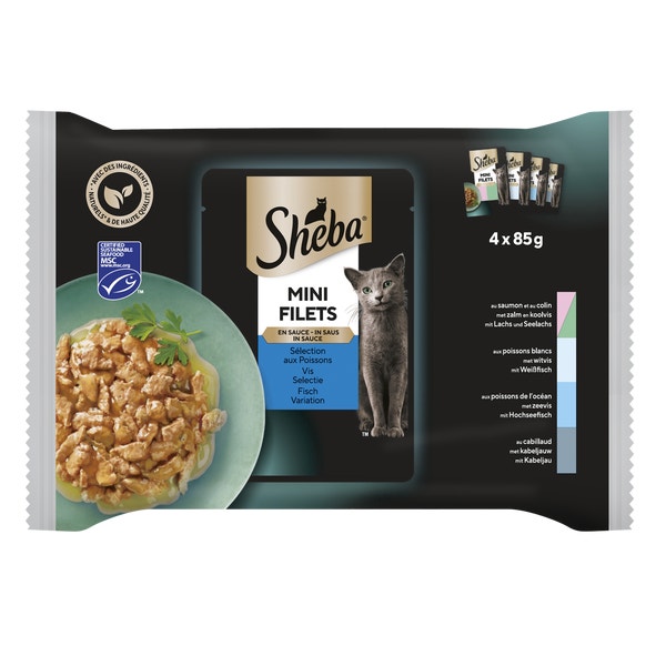 Sheba Mini Filets in Saus Vis Selectie 4 x 85 g